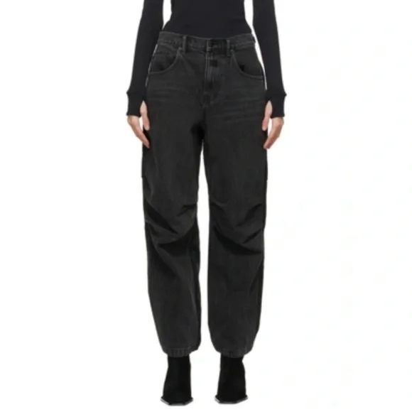 ALEXANDER WANG pack mix hybrid high waisted cargo jeans black size 25 - Picture 2 of 12